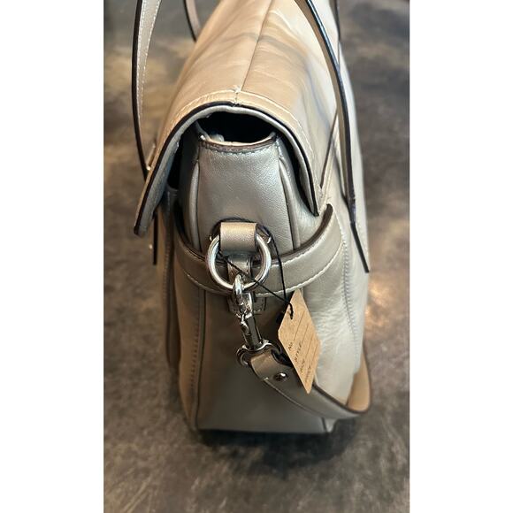 COACH Purse Leather Taylor Marin Flap Satchel Handbag Shoulder Bag Champ. Gold - Picture 5 of 16